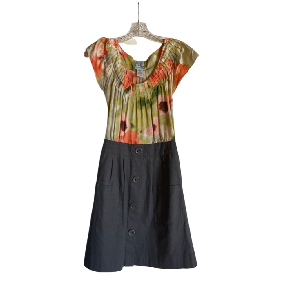 Tabitha Anthropologie Floral Silk and Cotton Midi Dress